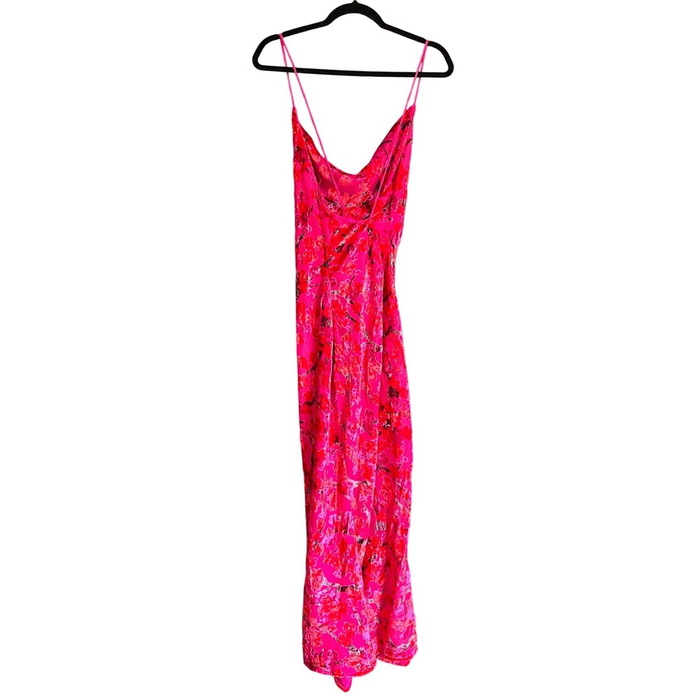 Boohoo Devore Cowl Neck Maxi Dress Hot Pink Floral Velvet GZZ11475 US 8 NEW, Y2K - Picture 4 of 16